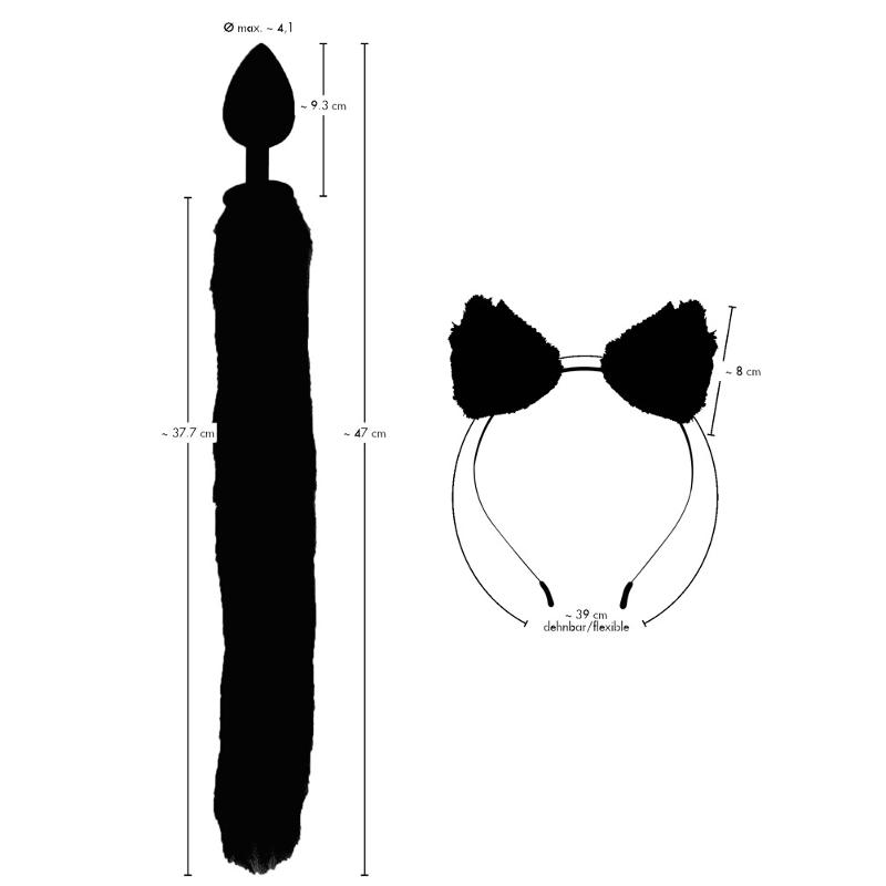 Анальна пробка та вушка - Bad Kitty Pet Play Plug & Ears