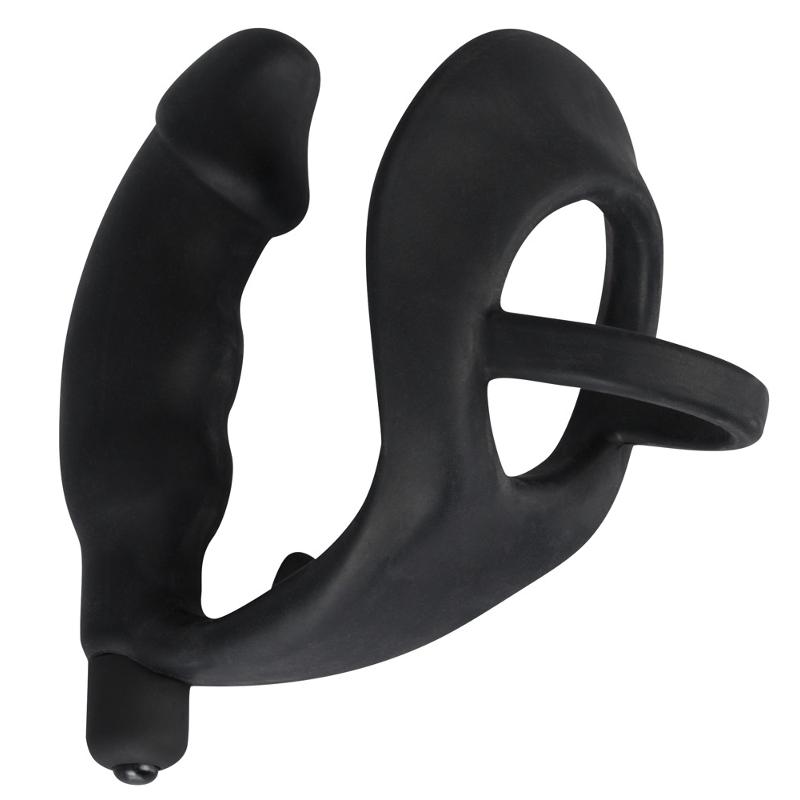 Ерекційне кільце з анальною пробкою - Black Velvets Ring & Vibro Plug