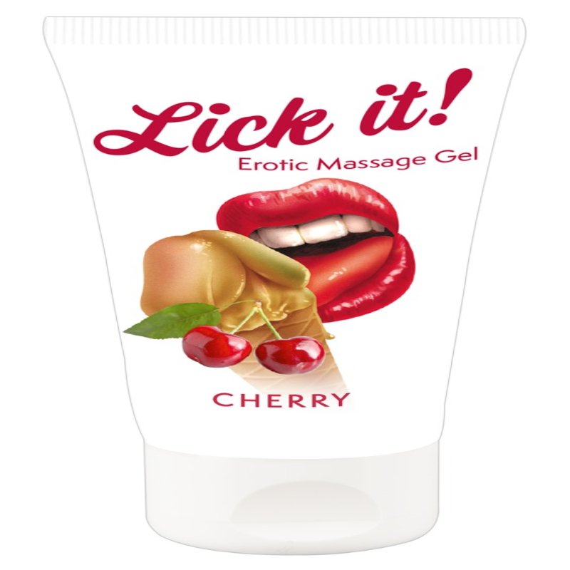 2в1 лубрикант та масажна олія - Lick It! Cherry, 50 мл - зображення 1