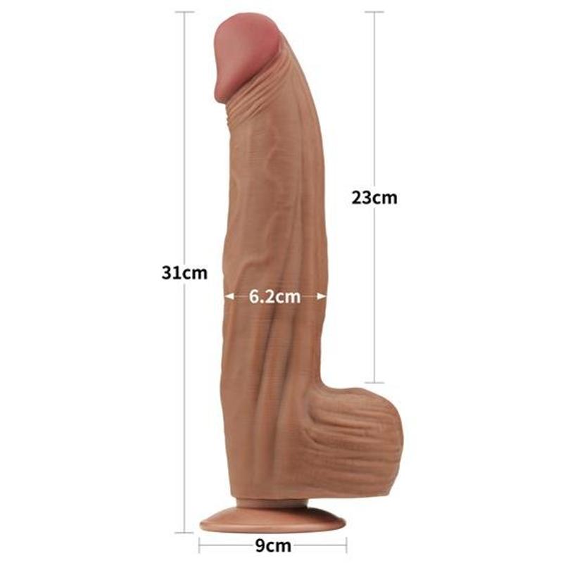 Фалоімітатор - Sliding-Skin Dual Layer Dong 12" Brown