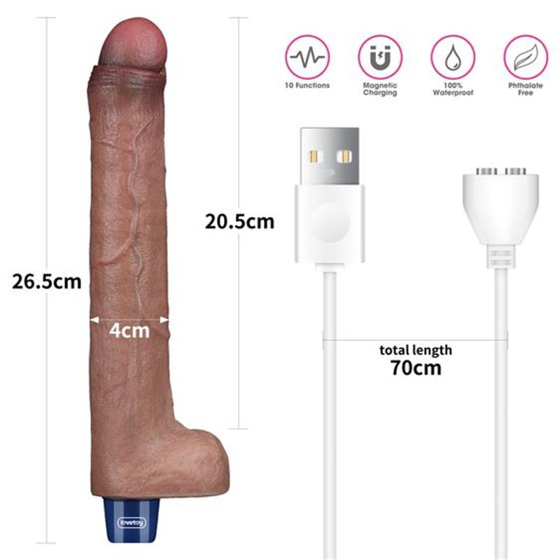 Вібратор - Real Softee Rechargeable Silicone Vibrating Dildo 10.5"