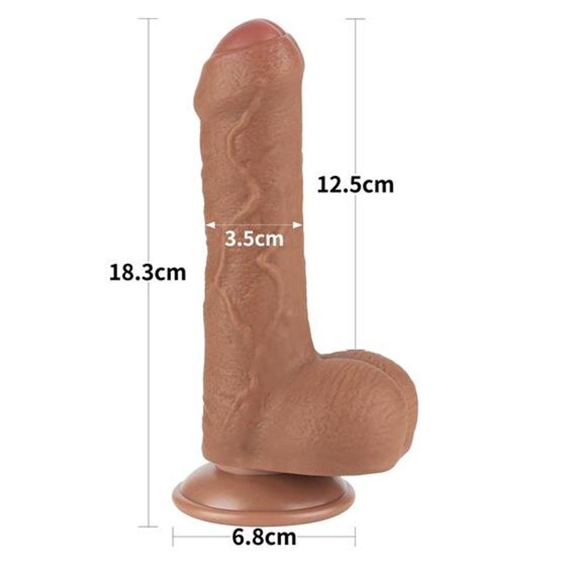 Фалоімітатор - Sliding-Skin Dual Layer Dong 7" Brown