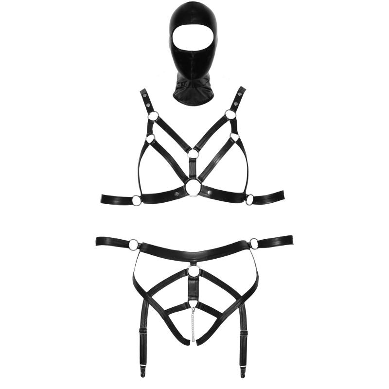 Боді з маскою - 2480492 Bad Kitty Strap+Mask Set, black L