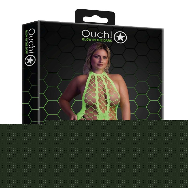 Бодістокінг - Ouch! Bodystocking With Halterneck Green, XL/4XL