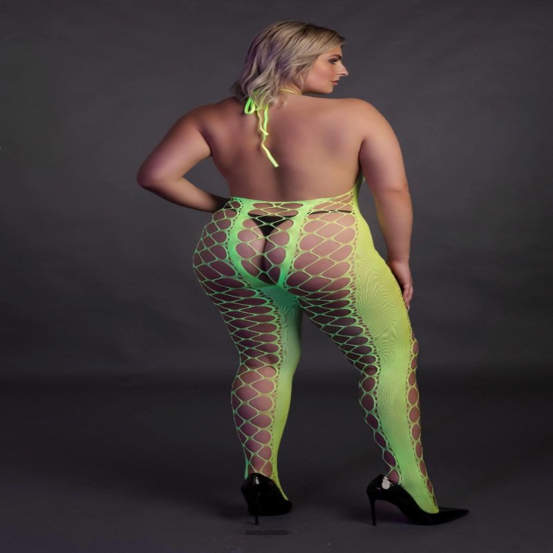 Бодістокінг - Ouch! Bodystocking With Halterneck Green, XL/4XL