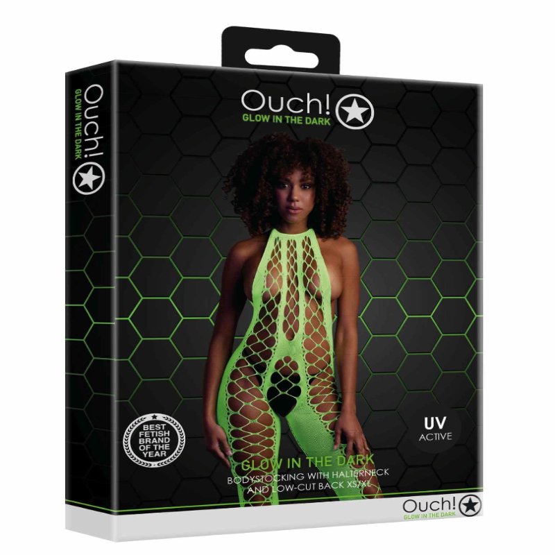 Бодістокінг - Ouch! Bodystocking With Halterneck Green, XS/XL