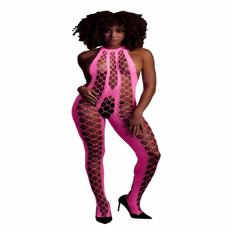 Бодістокінг - Ouch! Bodystocking With Halterneck Pink, XS/XL - зображення 1