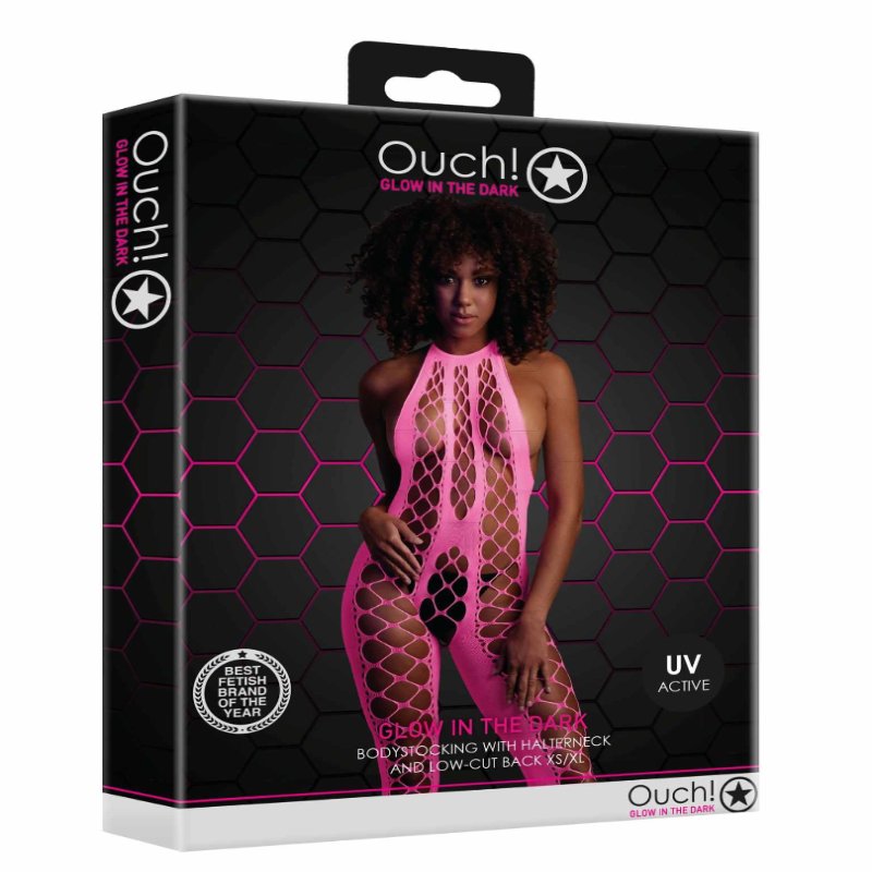 Бодістокінг - Ouch! Bodystocking With Halterneck Pink, XS/XL