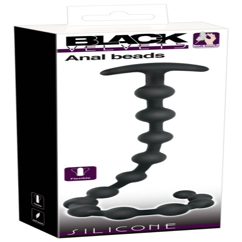 Анальний ланцюжок - Black Velvets Anal Beads Silicone - зображення 1
