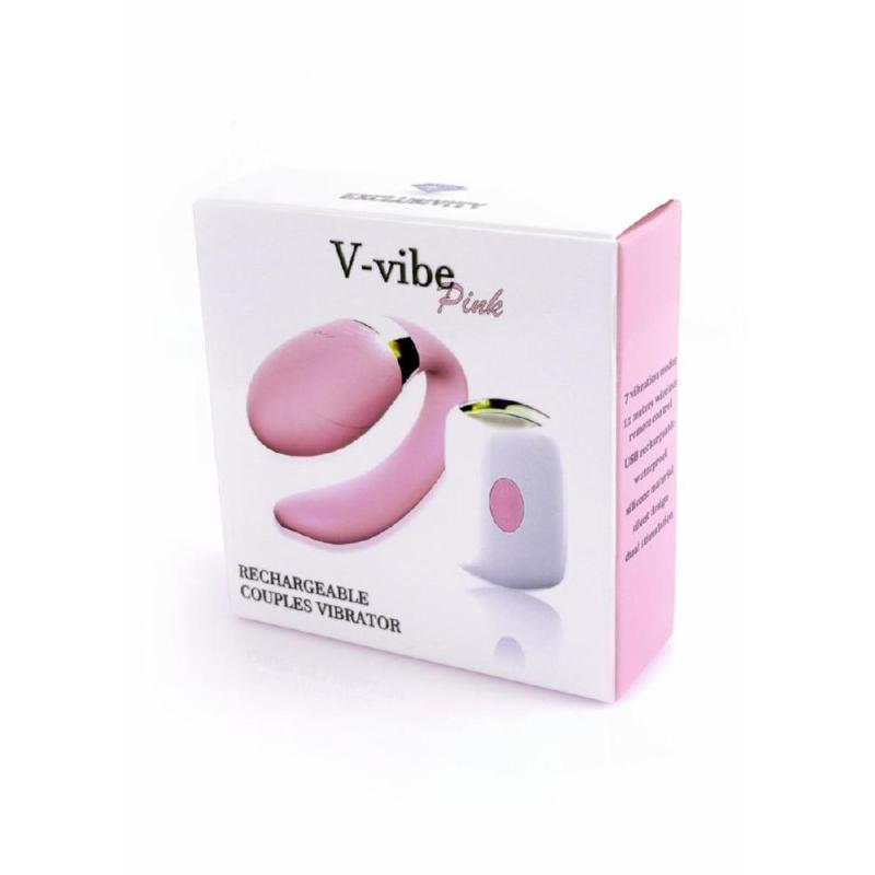 Вібратор для пар - V-Vibe Pink, USB, 7 Function, Remote Control