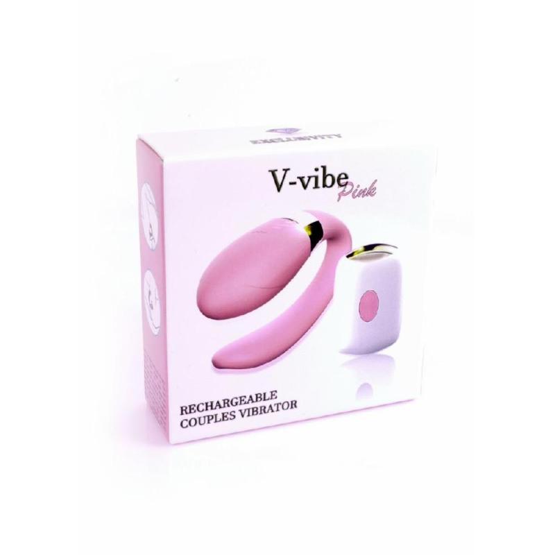 Вібратор для пар - V-Vibe Pink, USB, 7 Function, Remote Control