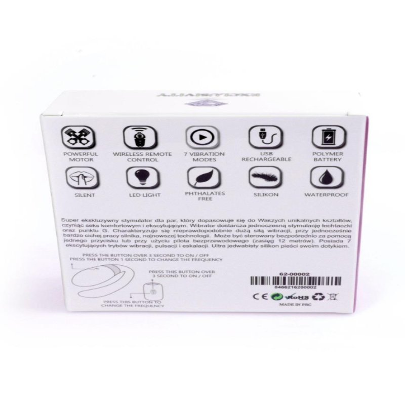 Вібратор для пар - V-Vibe Purple, USB, 7 Function, Remote Control