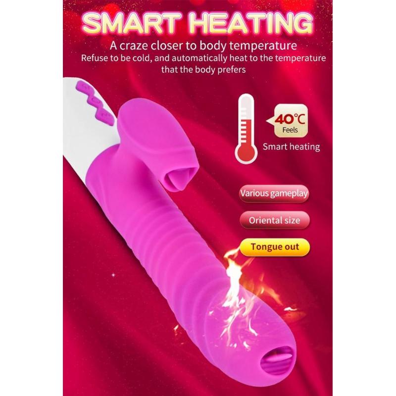 Вібратор - Silicone Vibrator USB 7 Function and Thrusting Function / Heating Purple