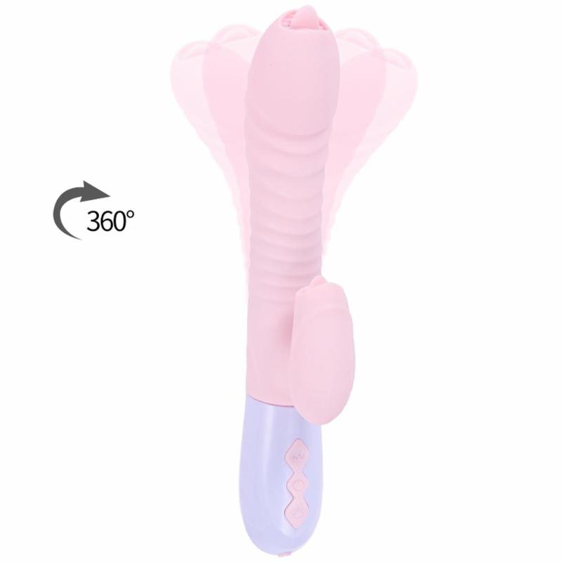 Вібратор - Silicone Vibrator USB 7 Function and Thrusting Function / Heating Pink