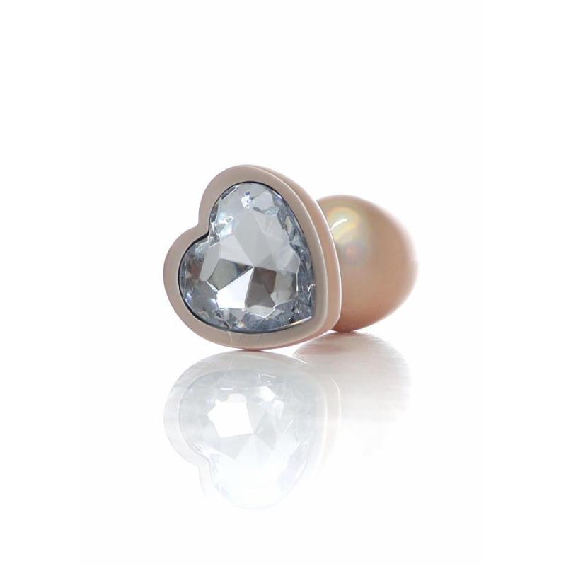 Анальна пробка - Jewellery Pearl Gold Heart Plug Clear S