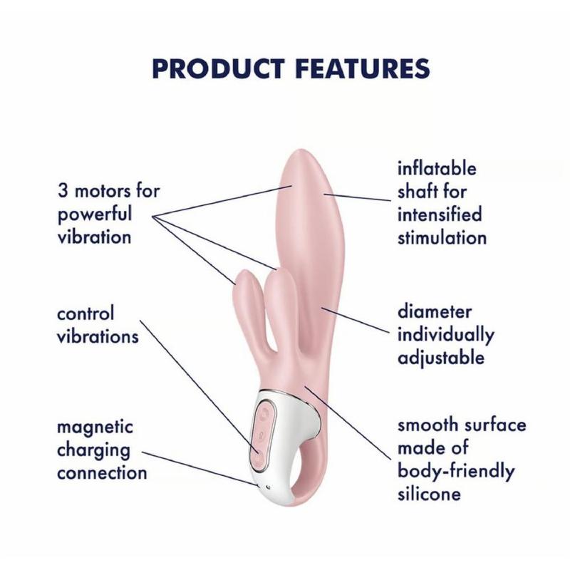 Вакуумний кліторальний стимулятор - Satisfyer Air Pump Bunny 3 Rose