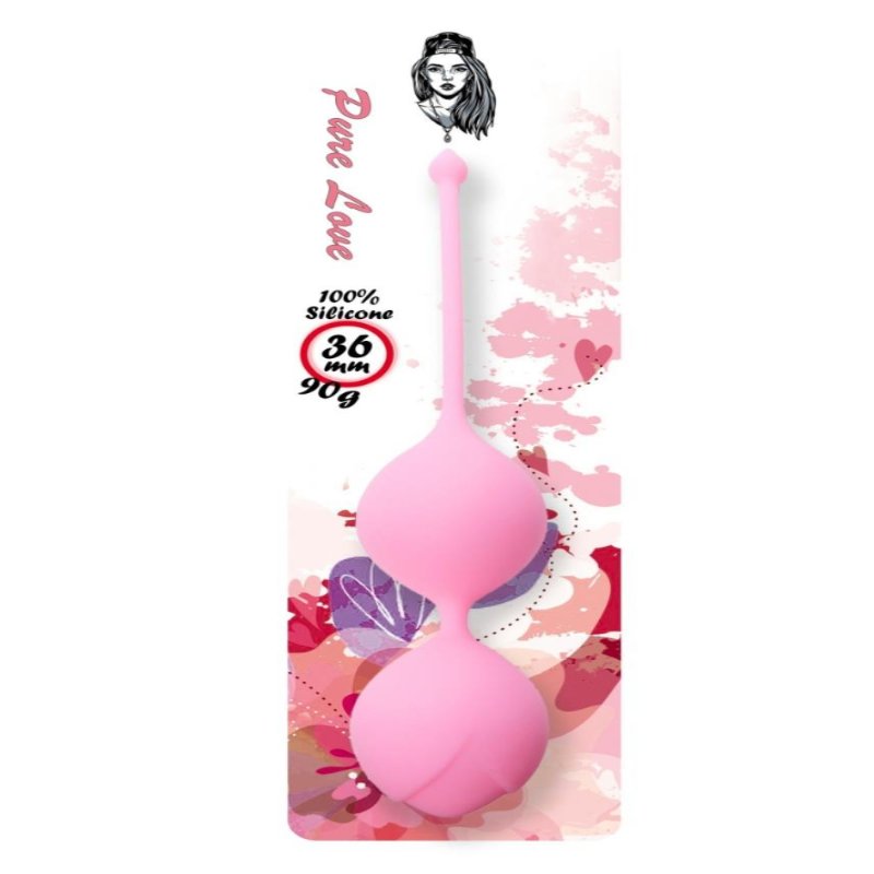 Вагінальні кульки - Silicone Kegel Balls Pink, 36 мм, 90 г