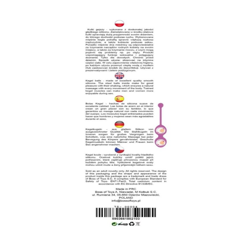 Вагінальні кульки - Silicone Kegel Balls Pink, 36 мм, 90 г
