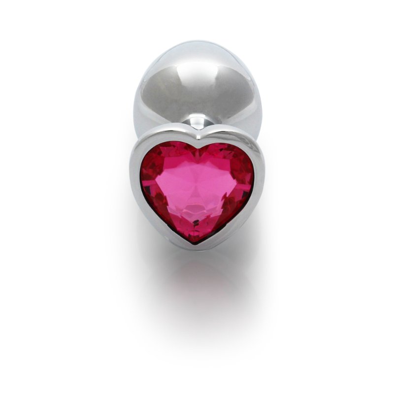 Анальна пробка - Ouch! Metal Butt Plug Medium Silver/Rubellite Pink