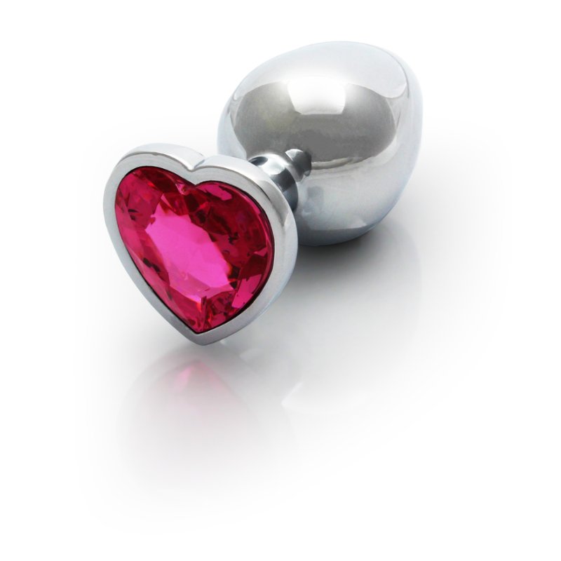 Анальна пробка - Ouch! Metal Butt Plug Medium Silver/Rubellite Pink