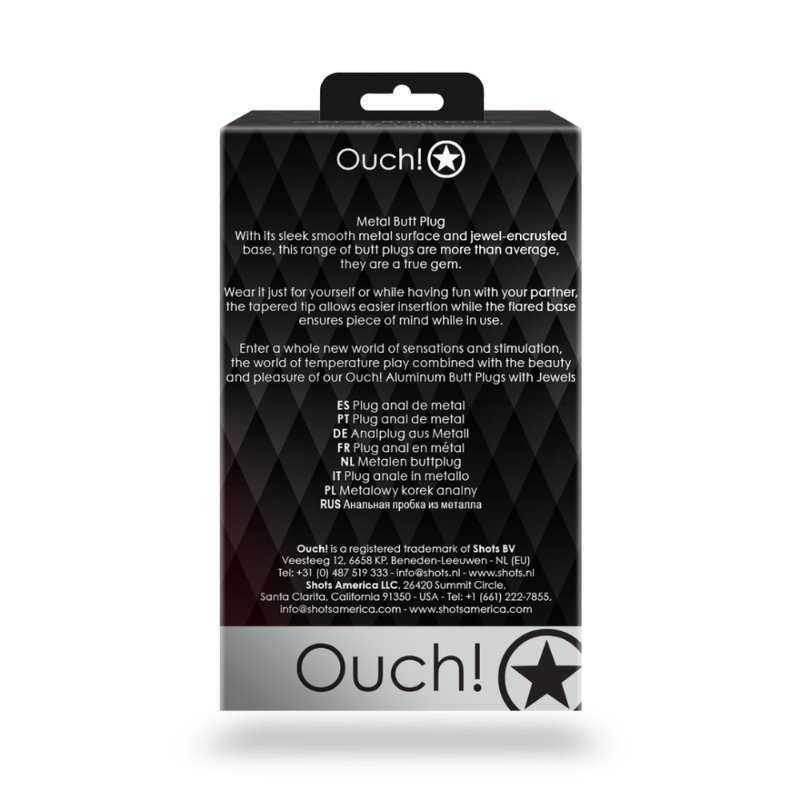 Анальна пробка - Ouch! Metal Butt Plug Large Silver/Rubellite Pink