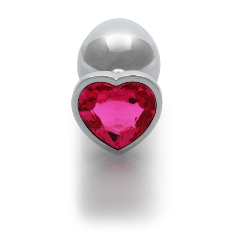 Анальна пробка - Ouch! Metal Butt Plug Large Silver/Rubellite Pink