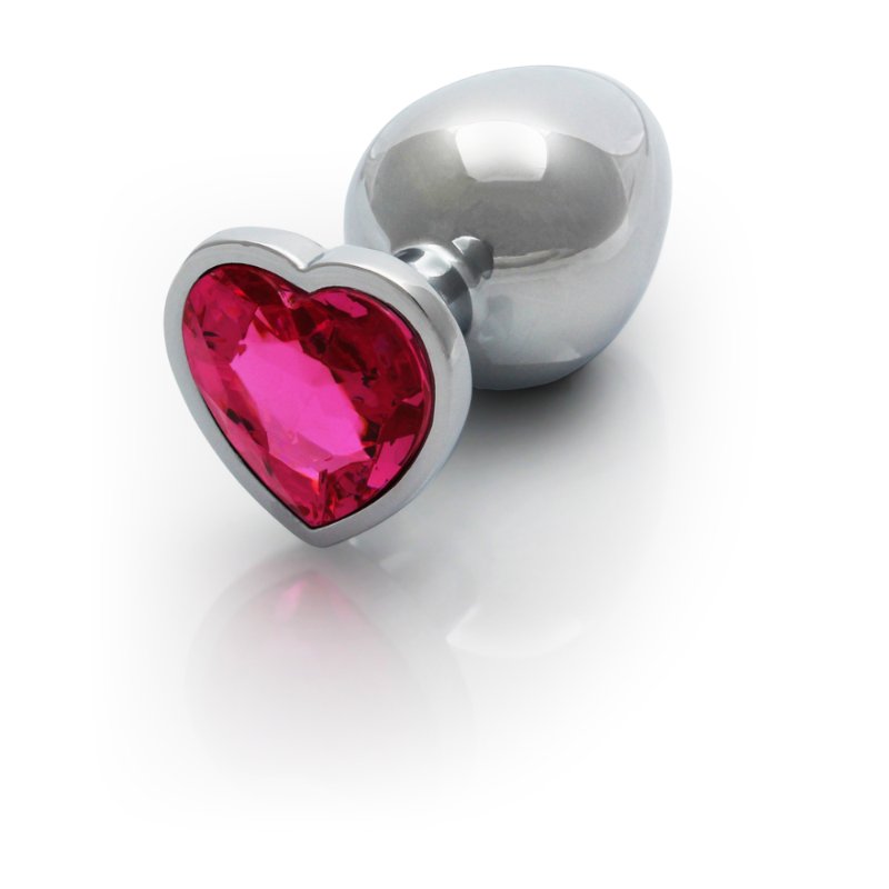 Анальна пробка - Ouch! Metal Butt Plug Large Silver/Rubellite Pink