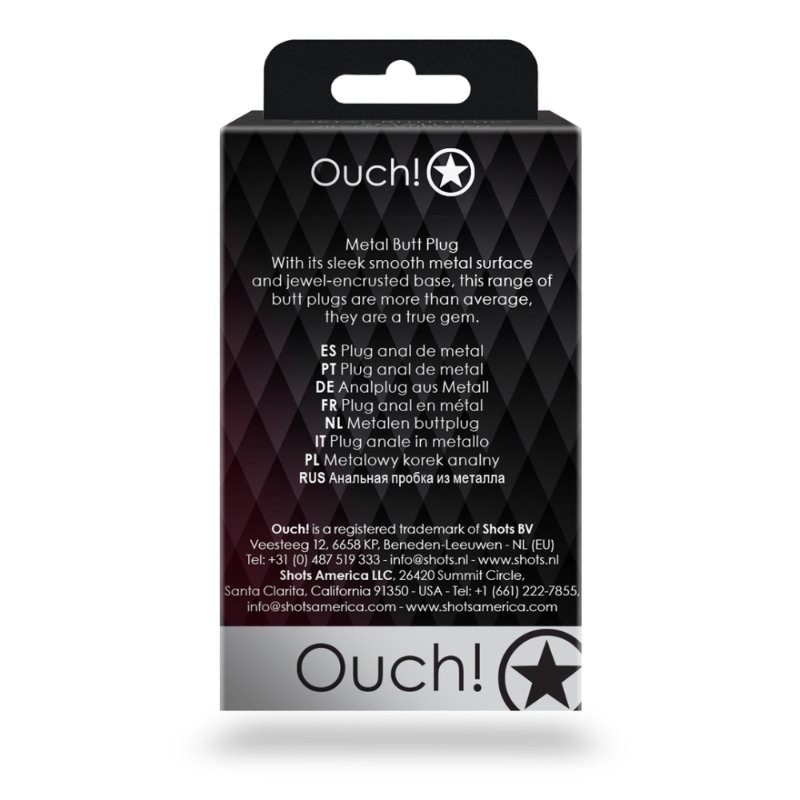 Анальна пробка - Ouch! Metal Butt Plug Small Gold/Ruby Red