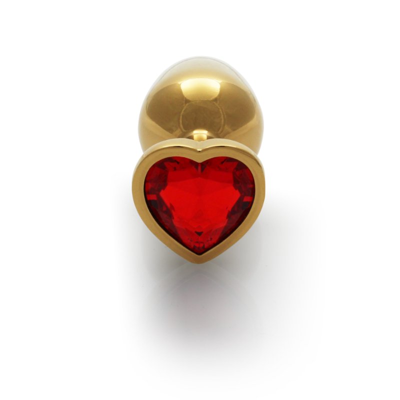 Анальна пробка - Ouch! Metal Butt Plug Small Gold/Ruby Red