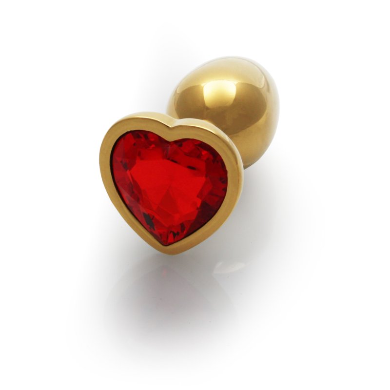 Анальна пробка - Ouch! Metal Butt Plug Small Gold/Ruby Red