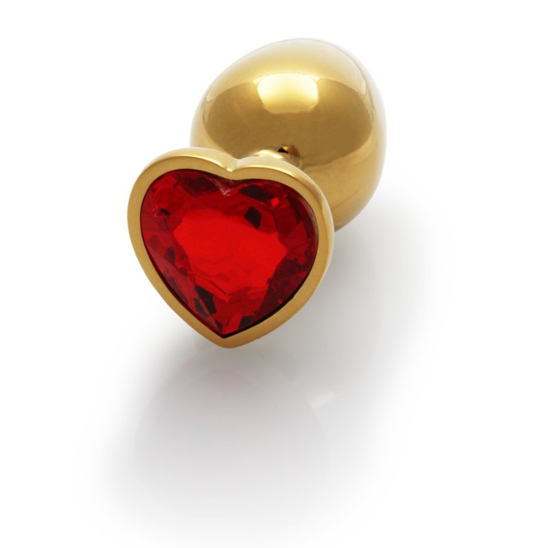 Анальна пробка - Ouch! Metal Butt Plug Medium Gold/Ruby Red