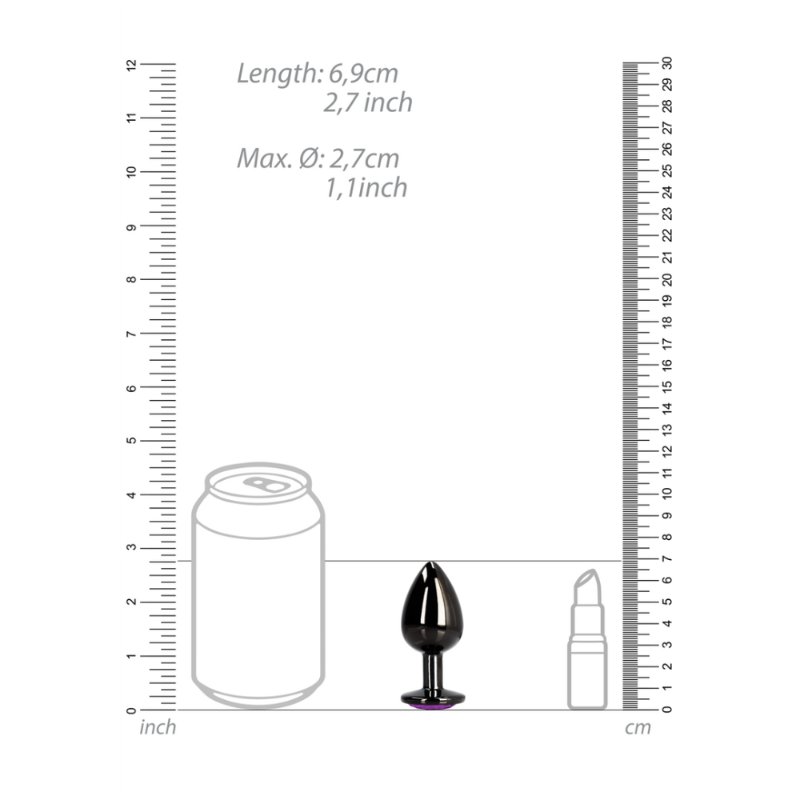 Анальна пробка - Ouch! Metal Butt Plug Small Gunmetal/Amethyst Purple