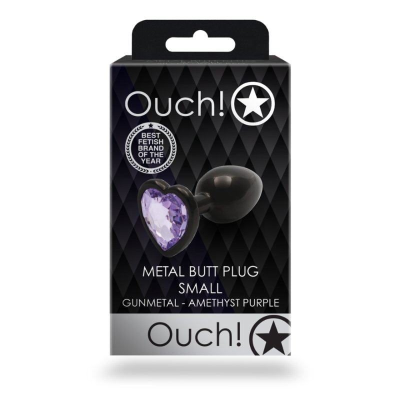 Анальна пробка - Ouch! Metal Butt Plug Small Gunmetal/Amethyst Purple