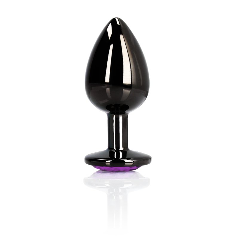 Анальна пробка - Ouch! Metal Butt Plug Small Gunmetal/Amethyst Purple