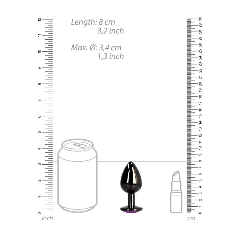 Анальна пробка - Ouch! Metal Butt Plug Medium Gunmetal/Amethyst Purple