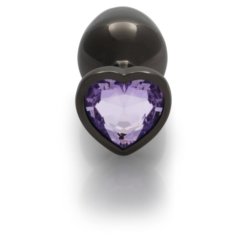 Анальна пробка - Ouch! Metal Butt Plug Medium Gunmetal/Amethyst Purple