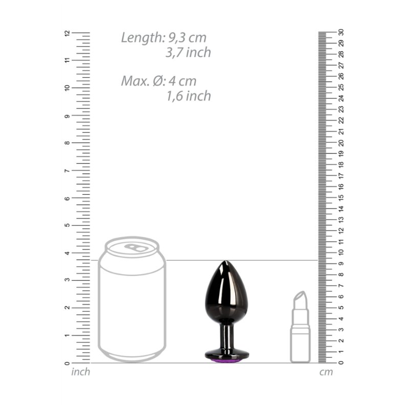 Анальна пробка - Ouch! Metal Butt Plug Large Gunmetal/Amethyst Purple