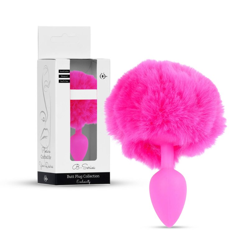 Анальна пробка - Bunny Tail Silicone Pink Plug Pink - зображення 1