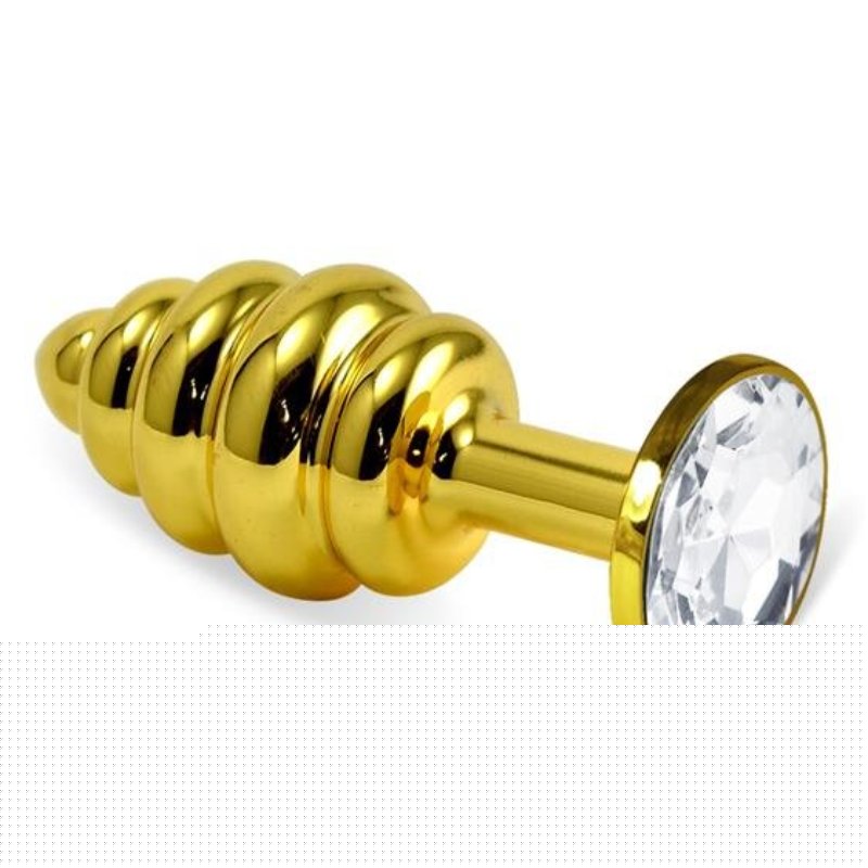 Анальна пробка - Heavy Metal Anal Plug Gold Rosebud Spiral Clear - зображення 1