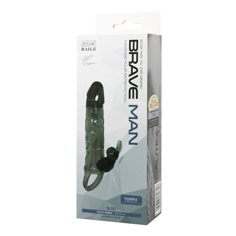 Насадка на член - Brave Man Vibrating Penis Sleeve 5,91" Black