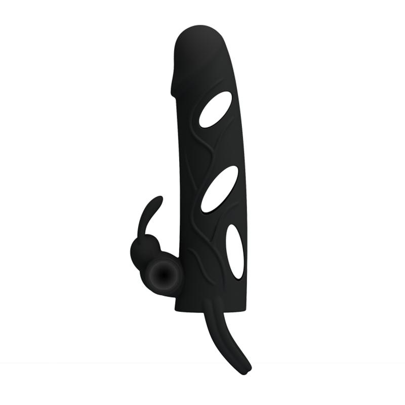 Насадка на член - Pretty Love Penis Sleeve With Ball Strap 5.5" Black