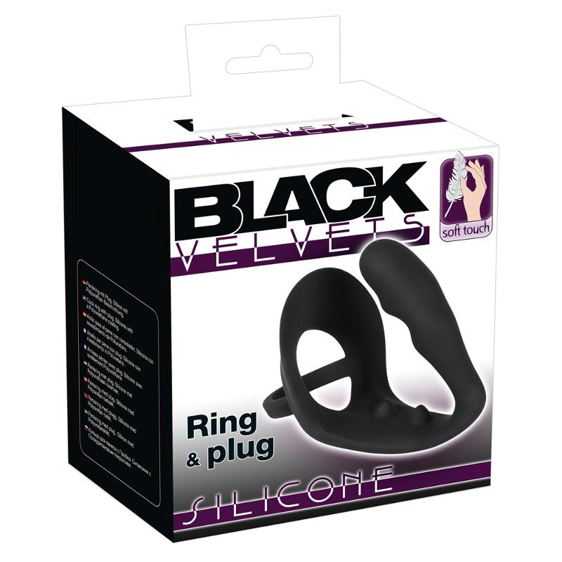 Анальна пробка з ерекційним кільцем - Black Velvets Ring & Plug