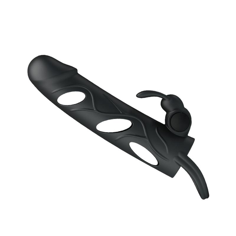 Насадка на член - Pretty Love Penis Sleeve With Ball Strap 5.5" Black