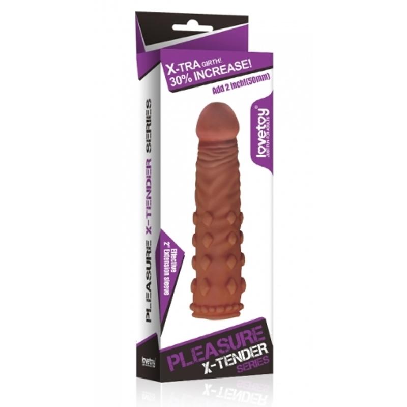 Насадка на член - Pleasure X-Tender Penis Sleeve Add 2" Brown
