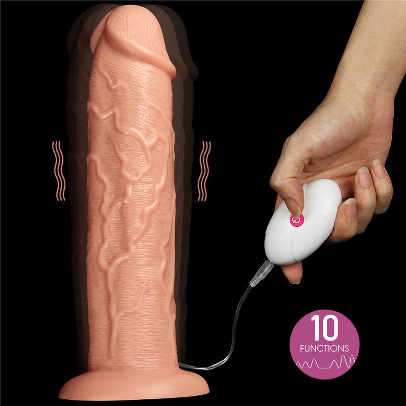 Реалістичний вібратор - King-Sized Realistic Long Vibrating Dildo 11" Flesh