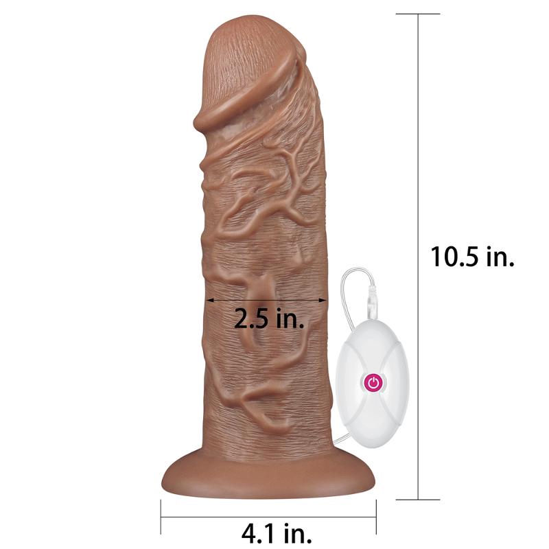 Реалістичний вібратор - King-Sized Realistic Chubby Vibrating Dildo 10.5" Brown