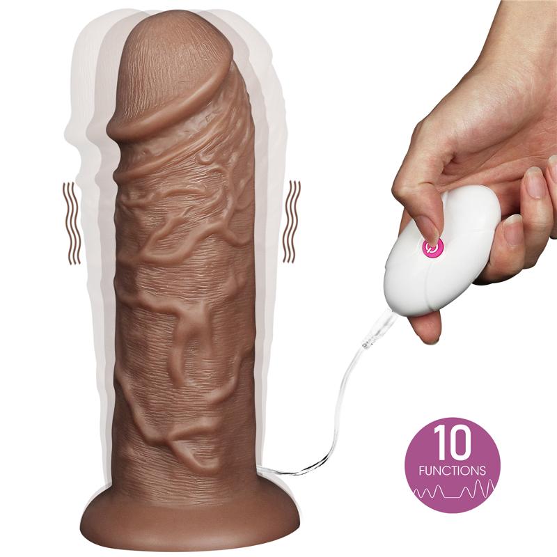 Реалістичний вібратор - King-Sized Realistic Chubby Vibrating Dildo 10.5" Brown