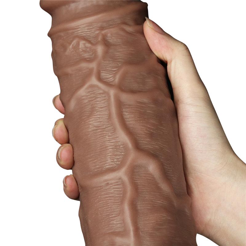 Реалістичний вібратор - King-Sized Realistic Chubby Vibrating Dildo 10.5" Brown