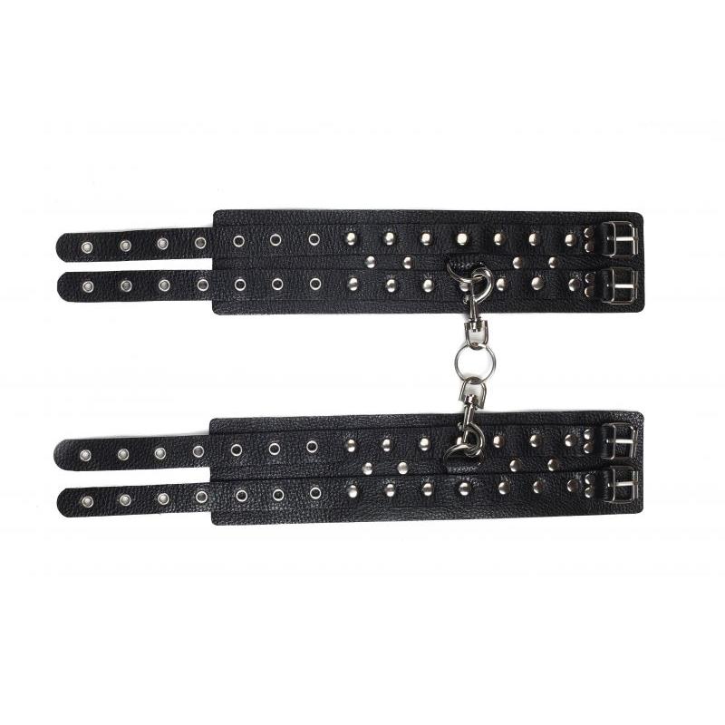 Кайдани на щиколотки Leather Double Fix Leg Cuffs Black