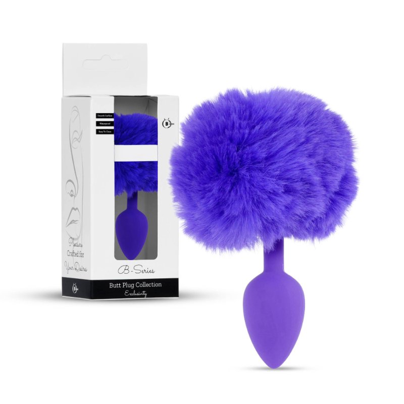 Анальна пробка - Bunny Tail Silicone Purple Plug Purple - зображення 1
